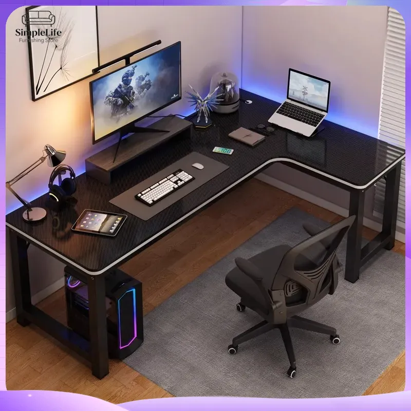 Desk Setup With Laptop And Monitor - Köşe Oyun Masası Bilgisayar Masası PC
