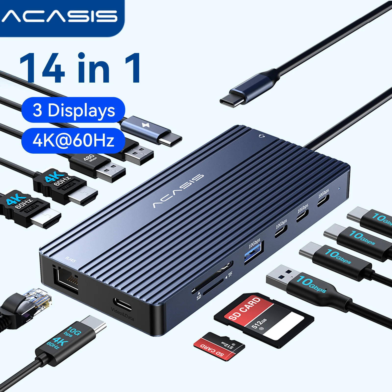 Desk Setup Mac - Acasis 14'ü 1 arada USB-C Bağlantı
