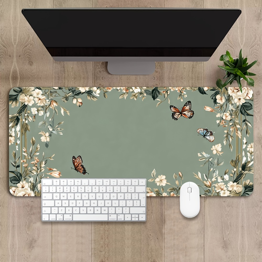 Desk Setup Designer - Kelebek desenli ve yeşil çiçek desenli