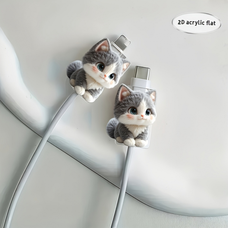 Desk Setup Gadgets - 2 Adet 2D Kedi Kablo Koruyucu,