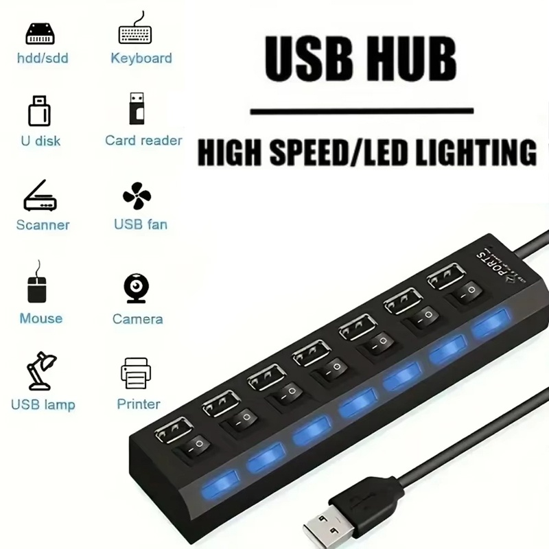 7 Port USB 2.0 Hub Splitter PC - Desk Setup Mac incelemesi ve fiyatı